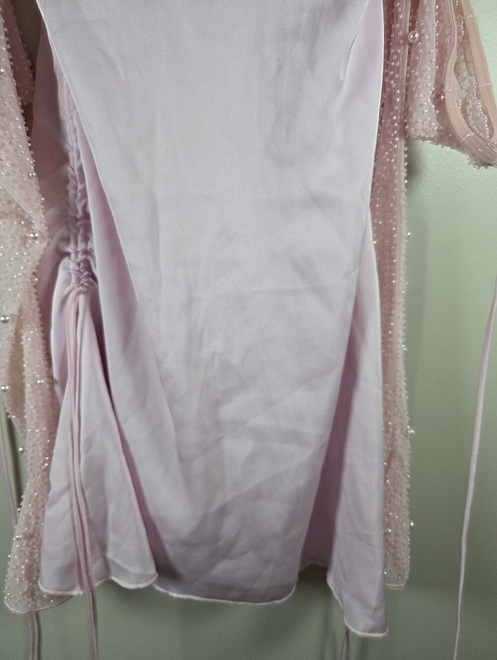 Oh Polly Geneva Long Sleeve Embellished A-line Mini Dress in Blush Pink Size 2 - Picture 15 of 16